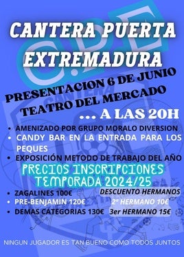 Un nuevo colectivo del deporte local se presenta en el teatro, Cantera Puerta Extremadura