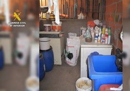 Caseta de aperos perteneciente a la persona investigada