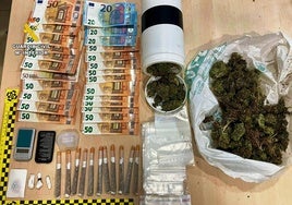 Droga incautada, dinero en efectivo y otros efectos.