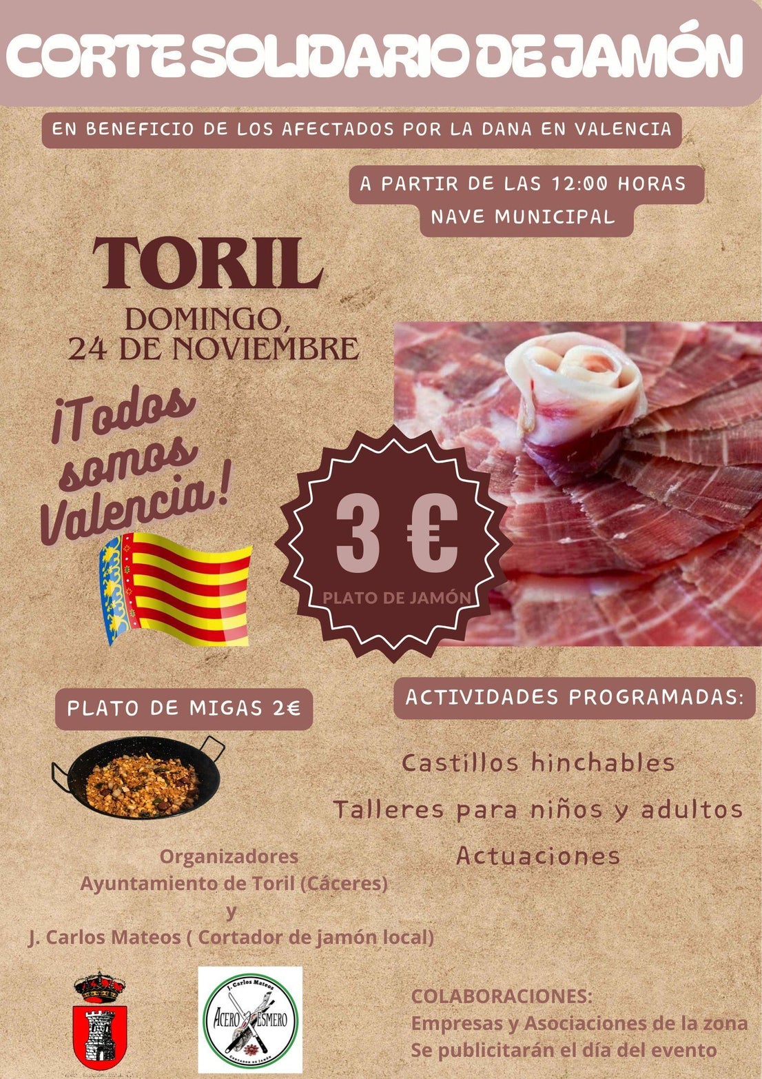 Gran acogida del corte solidario de jamón en Toril