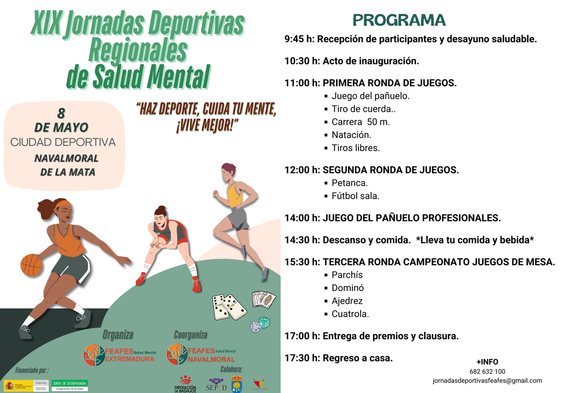 Las XIX Jornadas Deportivas Regionales de Salud Mental reunirán a unas 600 personas