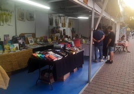Casetas de las librerías locales en la zona peatonal