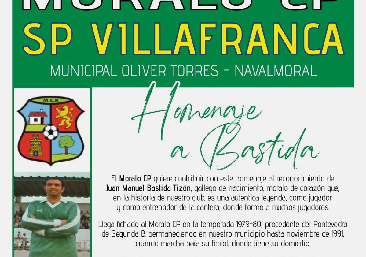 El Moralo CP homenajeará este sábado a Bastida, recordado jugador y entrenador de la cantera