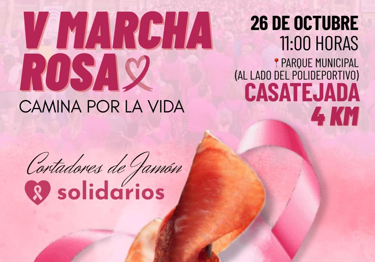 La V Marcha Rosa de Casatejada se acompañará de cortadores de jamón solidarios