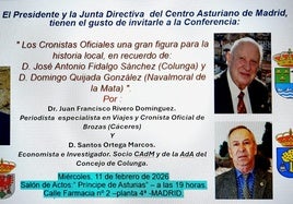 Una conferencia dedicada a los cronistas oficiales recordará a Domingo Quijada en Madrid
