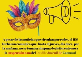 Hasta la mañana del jueves no se tomará una decisión sobre el desfile juvenil