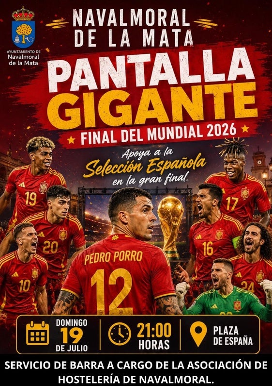 Navalmoral se cita con la final del Mundial en la plaza de España