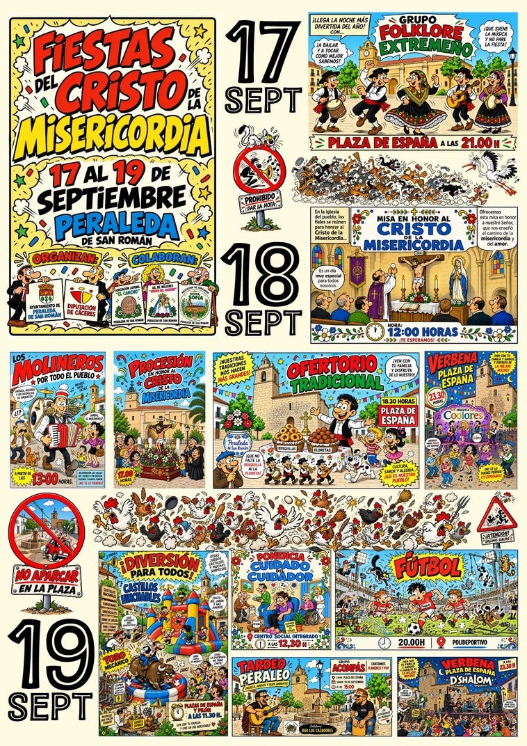 Peraleda de San Román anuncia las fiestas del Cristo con un cómic