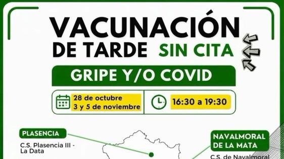 El centro de salud vacuna sin cita en horario de tarde