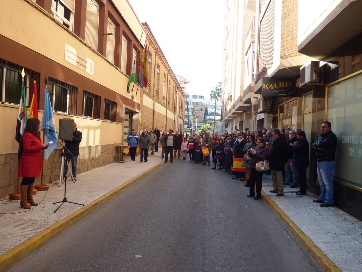 El acto se celebró en la calle, ante la placa con el artículo 14 