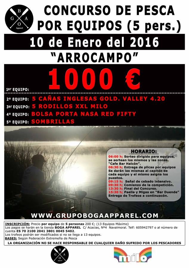Arrocampo acogerá el domingo un concurso de pesca con campeones del mundo y de Europa