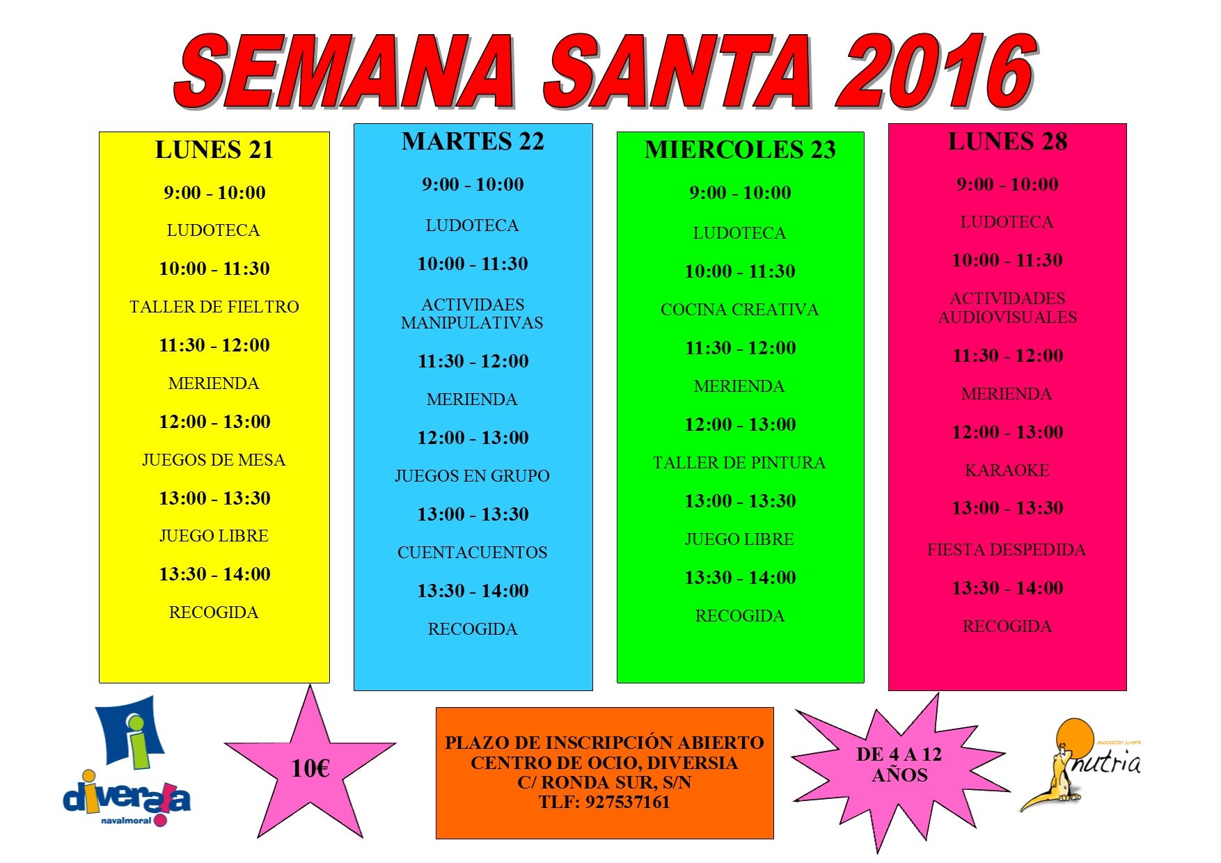 Diversia oferta actividades para niños y niñas de 4 a 12 años durante la Semana Santa