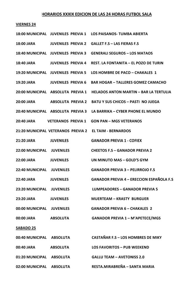 Un total de 72 equipos disputarán la segunda parte de las 24 Horas de fútbol-sala