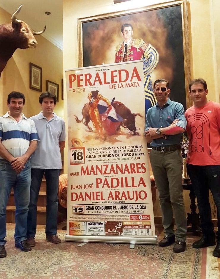 Juan José Padilla, Manuel Manzanares y Daniel Araujo, cartel de lujo en las fiestas de Peraleda de la Mata