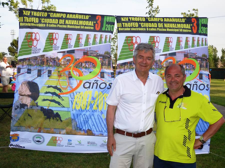 Fernando Carpena y Eloy Rodríguez, presidentes de la Federación Española de Natacióin y del Club Natación Moralo 