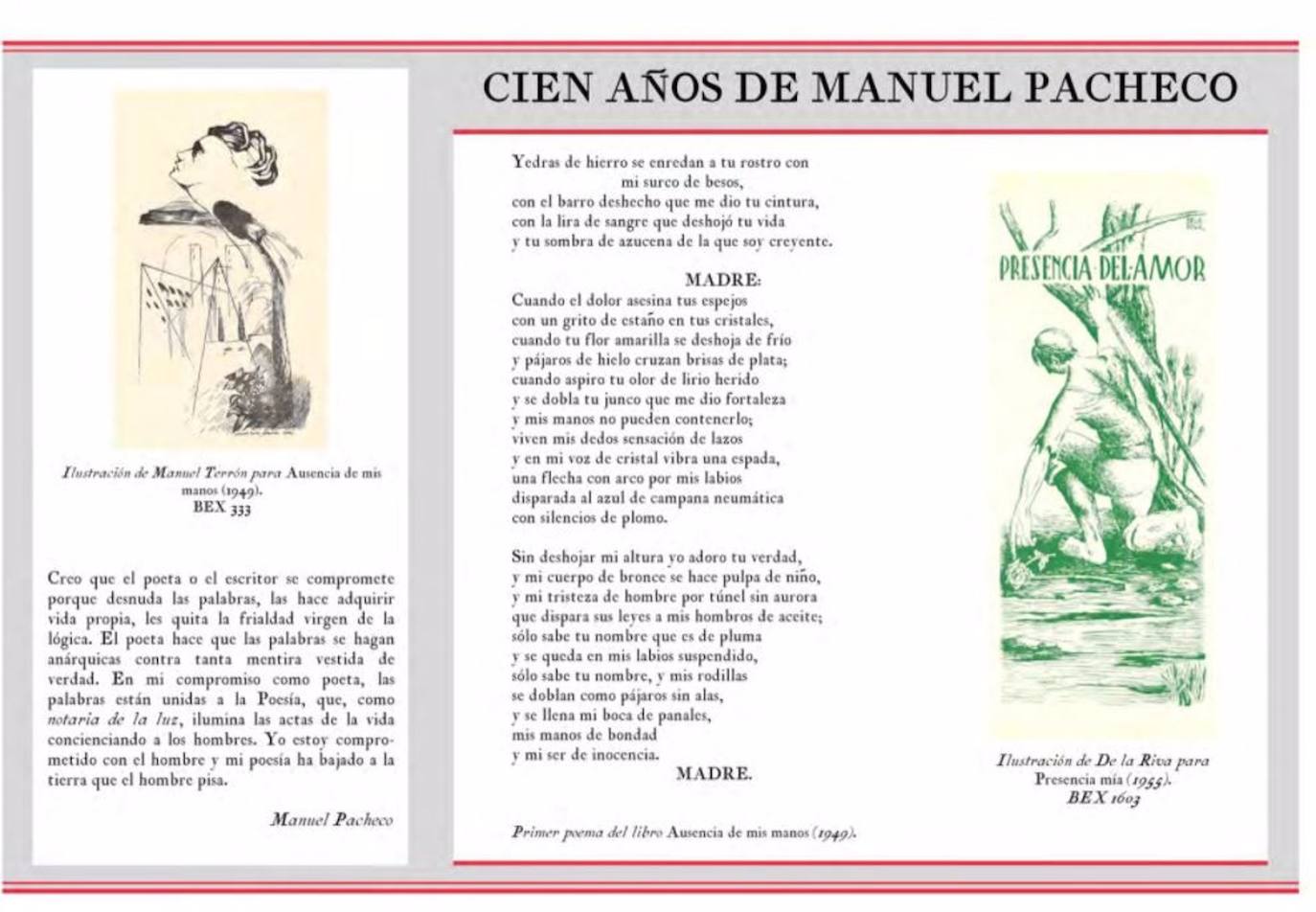 Cartel de la exposición en honor a Manuel Pacheco en la Diputación de Cáceres. 