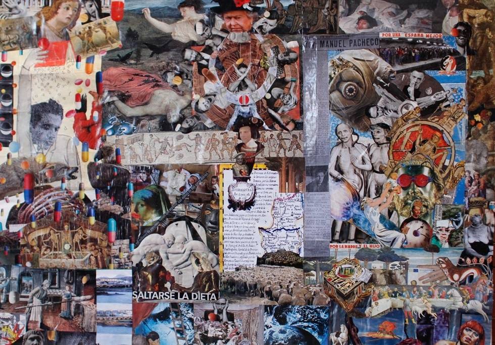 Exposición de collages en Mérida en honor a Manuel Pacheco. 