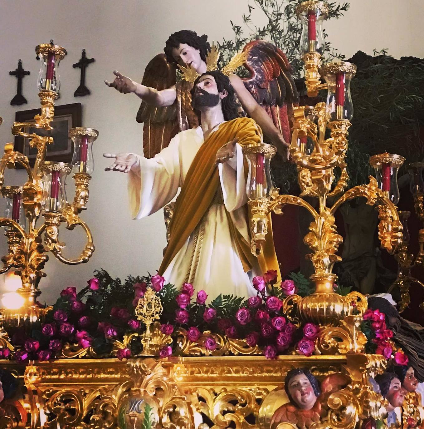 Imagen de Jesús orando en el Huerto de los Olivos, preparada para procesionar el Martes Santo. 
