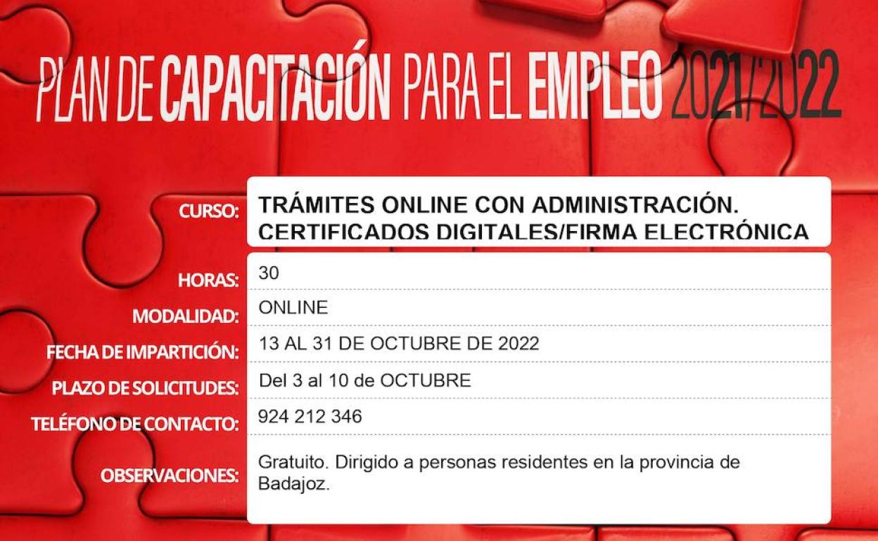 Abierto el plazo para el curso online 'Trámites online con la administración. Certificados digitales y firma electrónica'