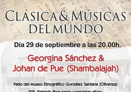 Clásica & Músicas del Mundo llega al Meegs con Georgina Sánchez y Johan De Pue
