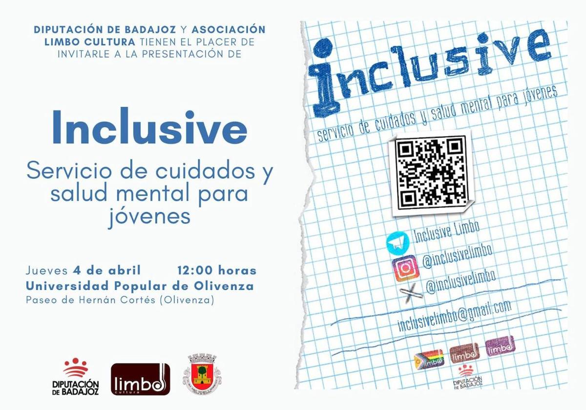 Limbo Cultura y la Diputación presentarán el Servicio de cuidados y salud mental para jóvenes 'Inclusive'