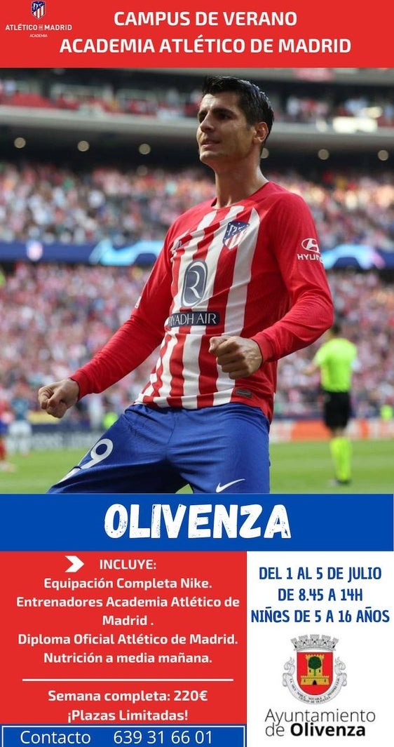 La academia Atlético de Madrid organiza un campus de verano en Olivenza
