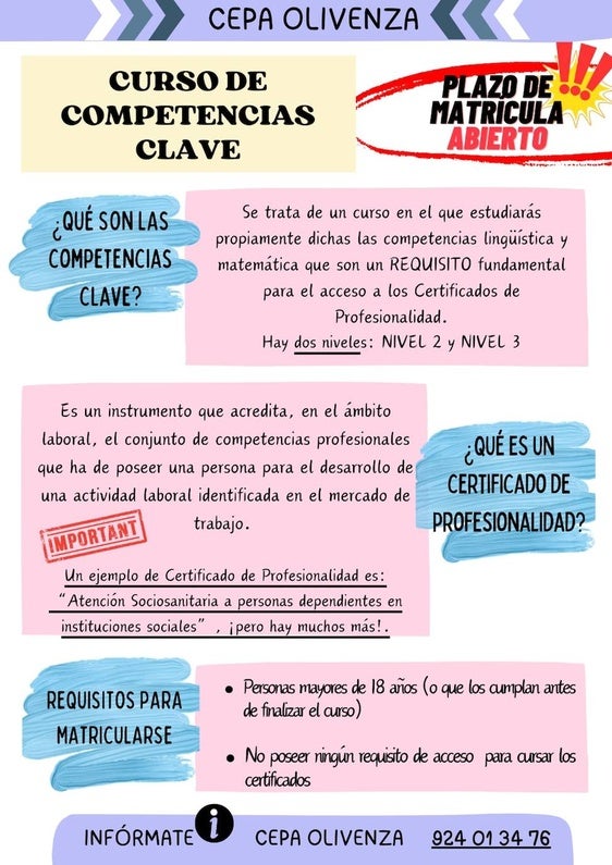 El Centro Público de Educación de Personas Adultas ofrece diversos cursos