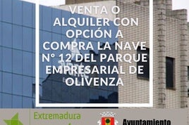 Extremadura Avante vende o alquila una nave del Polígono Industrial