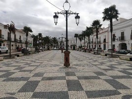 Olivenza en un día nublado, imagen de archivo.