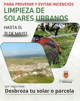 El Ayuntamiento insta a la limpieza de solares, parcelas y terrenos para prevenir incendios