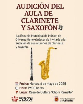 La Escuela Municipal de Música ofrece una audición de clarinete y saxofón