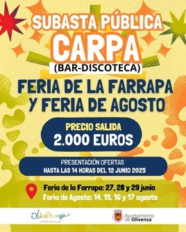 Sale a licitación la carpa de las Ferias de La Farrapa y de Olivenza