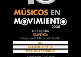 El X Festival Músicos en Movimiento traerá tres actuaciones a Olivenza