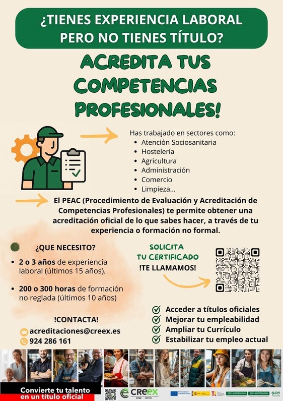 Ya se puede acceder a la acreditación profesional, para trabajadores, con el programa PEAC
