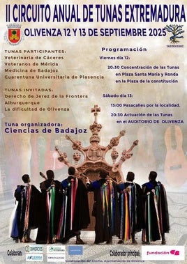 El II Circuito Anual de Tunas de Extremadura se celebrará en el Auditorio Municipal