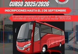 Ya se puede solicitar el servicio de transporte urbano escolar para el curso 2025/26