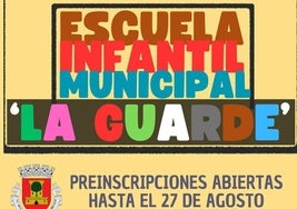Próximo a su fin el plazo de preinscripción para la Escuela Infantil Municipal 'La Guarde'