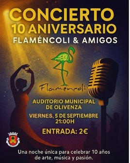 Flaméncoli celebra su 10º aniversario con un concierto especial en Olivenza