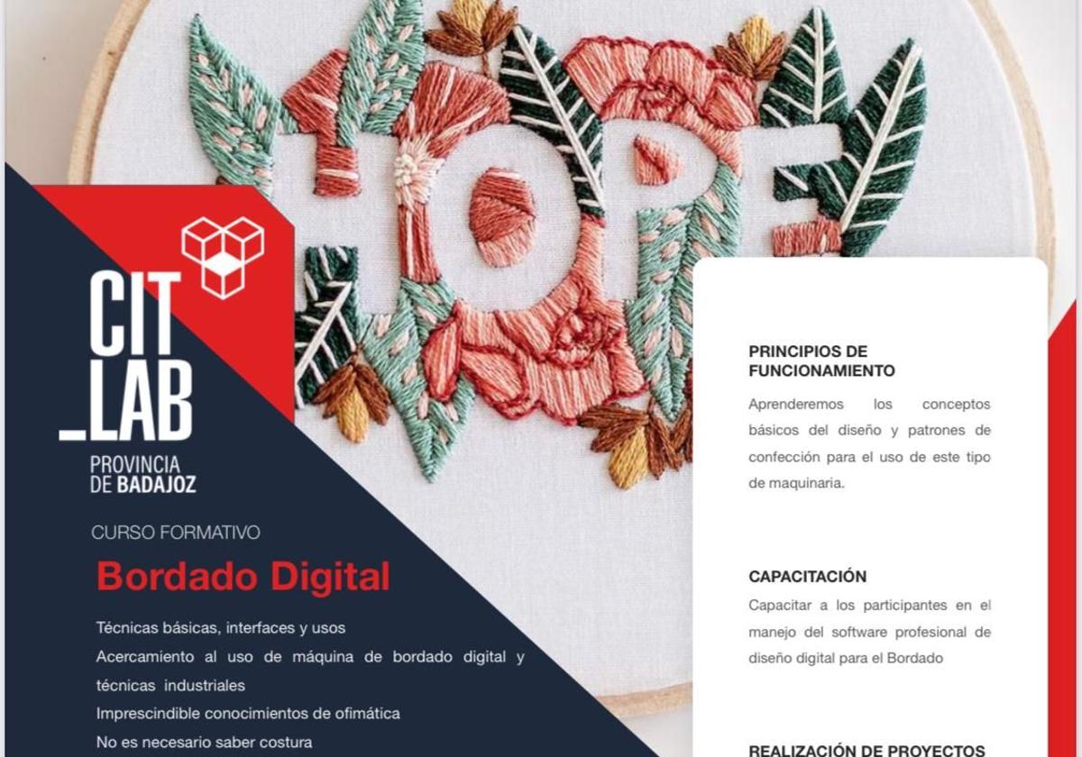 El CIT-Lab de Olivenza organiza un curso gratuito de bordado digital