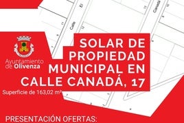 Abierto el plazo de licitación de un solar para construcción de vivienda de protección pública