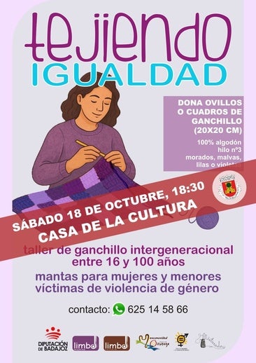 Olivenza teje igualdad con un taller intergeneracional de ganchillo solidario