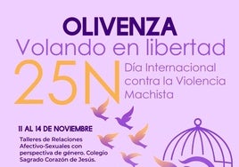Olivenza conmemora el 25N con una amplia programación bajo el lema 'Volando en libertad'