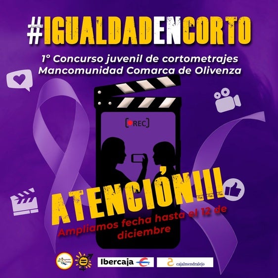 Ampliado el plazo del certamen juvenil 'Igualdad en Corto' para fomentar la participación