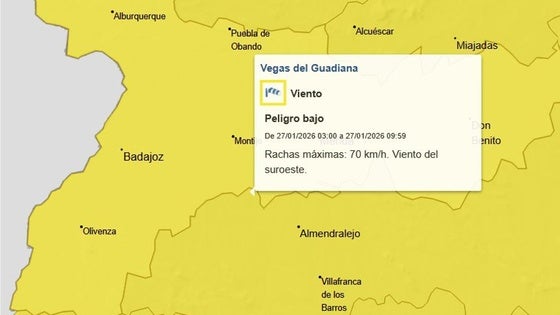 El 112 Extremadura activa la alerta amarilla por vientos fuertes vientos