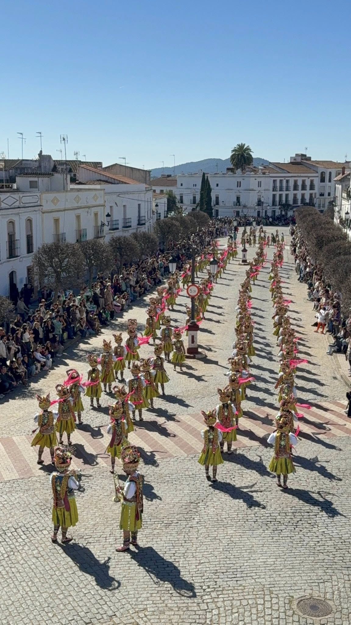 El gran desfile de comparsas llena de alegría y color las calles de Olivenza