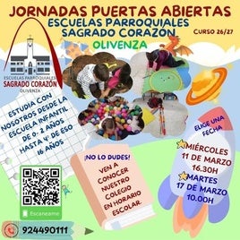 Las Escuelas Parroquiales celebran sus Jornadas de Puertas Abiertas para el curso 2026/2027