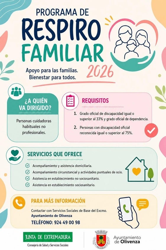 El Ayuntamiento impulsa el Programa de Respiro Familiar para apoyar a las personas cuidadoras