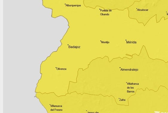 El 112 Extremadura activa en la ciudad la alerta amarilla por tormentas