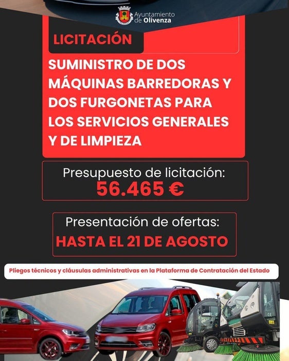 Salen a licitación dos barredoras y dos furgonetas para servicios generales