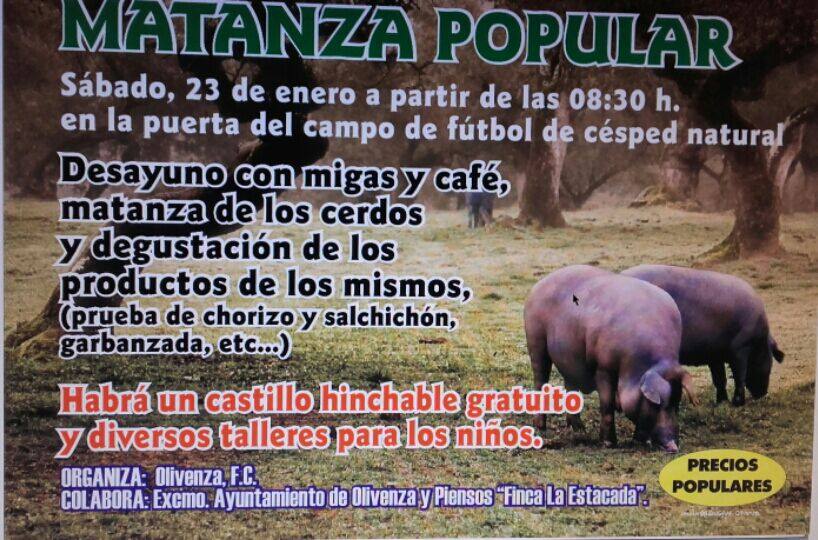 El Olivenza FC celebrará el próximo sábado una matanza popular